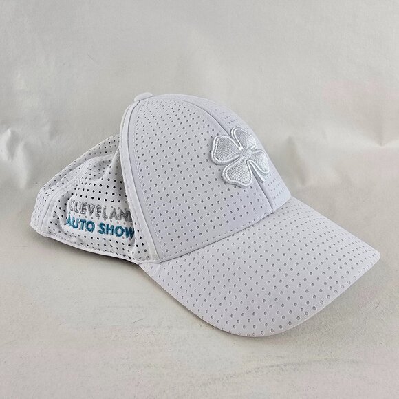 Black Clover Cleveland Auto Show Hat Mens L/XL White Perforated Stretch Fit Cap - Picture 1 of 12